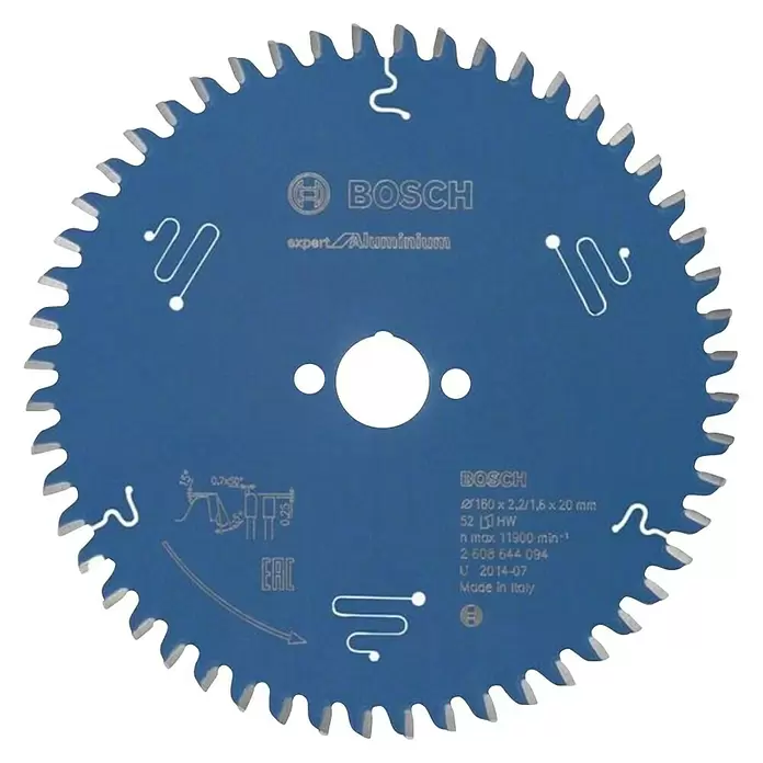 Bosch Professional List za kružnu pilu Expert Aluminium - 160 mm, Provrt: 20 mm, 52 zuba - Pogled sprijeda