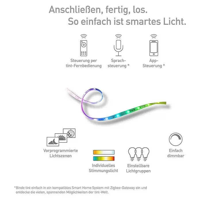 Müller-Licht Tint Smart-LED-Band Tint - 18 W, Weiß, 3 m, RGBW - Skizze