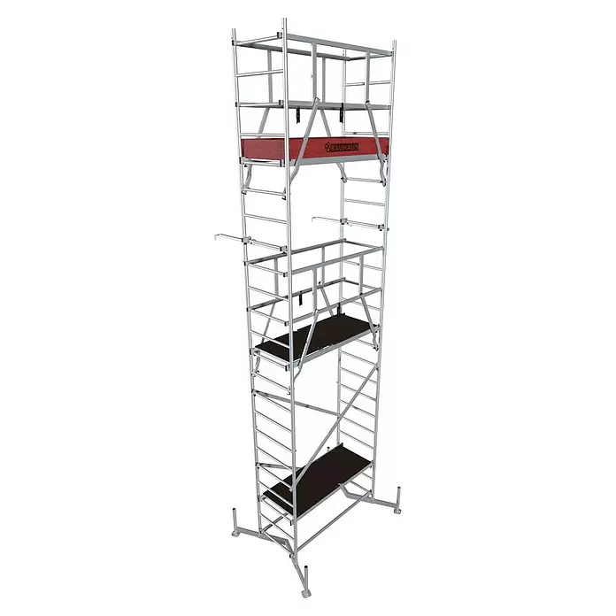 Krause ClimTec Gerüst-Set - Arbeitshöhe: 7 m, Bühnengröße: 1,5 x 0,6 m, Belastbarkeit Bühne: 200 kg - Diagonale Ansicht