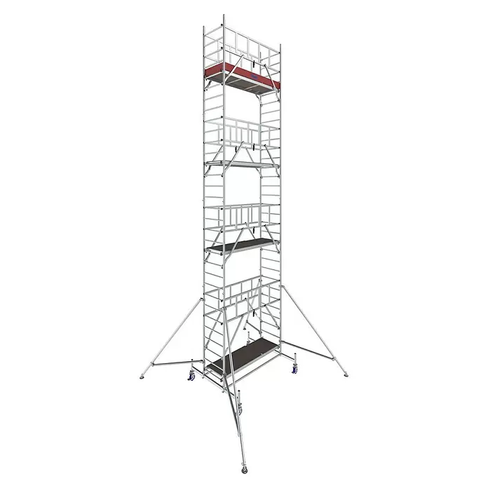Krause ProTec Rollgerüst - Arbeitshöhe: 9,3 m, Bühnengröße: 2 x 0,6 m, Belastbarkeit Bühne: 200 kg - Diagonale Ansicht