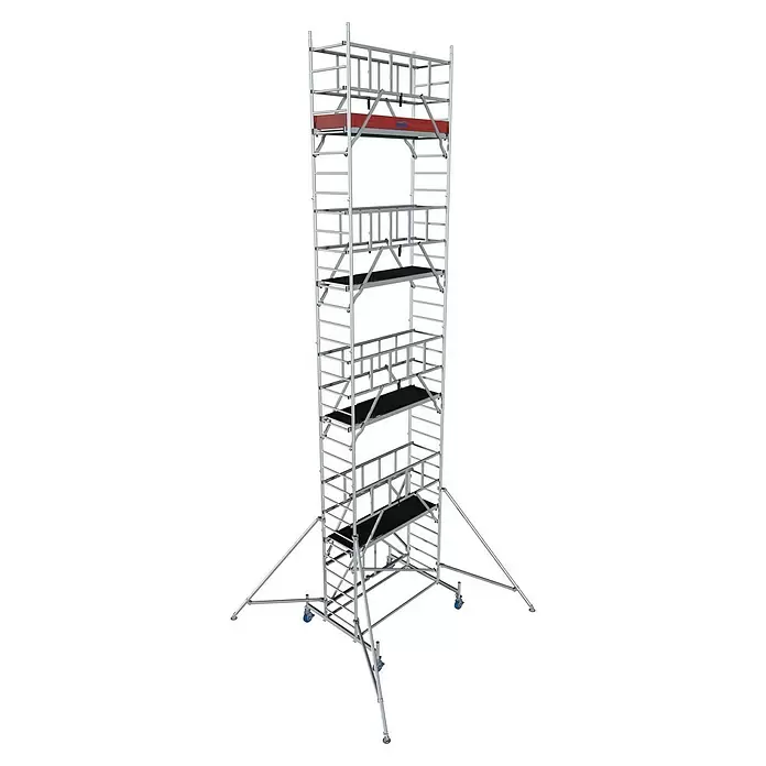 Krause ProTec XS Klappgerüst - Arbeitshöhe: 9,8 m, Bühnengröße: 2 x 0,6 m, Belastbarkeit Bühne: 200 kg - Diagonale Ansicht