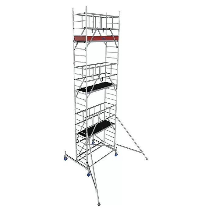 Krause ProTec XS Klappgerüst - Arbeitshöhe: 7,8 m, Bühnengröße: 2 x 0,6 m, Belastbarkeit Bühne: 200 kg - Diagonale Ansicht
