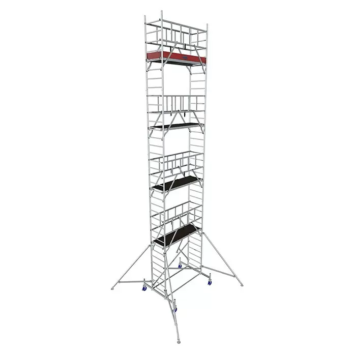 Krause ProTec Rollgerüst - Arbeitshöhe: 10,3 m, Bühnengröße: 2 x 0,6 m, Belastbarkeit Bühne: 200 kg - Diagonale Ansicht