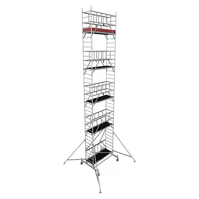 Krause ProTec XS Klappgerüst - Arbeitshöhe: 10,8 m, Bühnengröße: 2 x 0,6 m, Belastbarkeit Bühne: 200 kg - Diagonale Ansicht