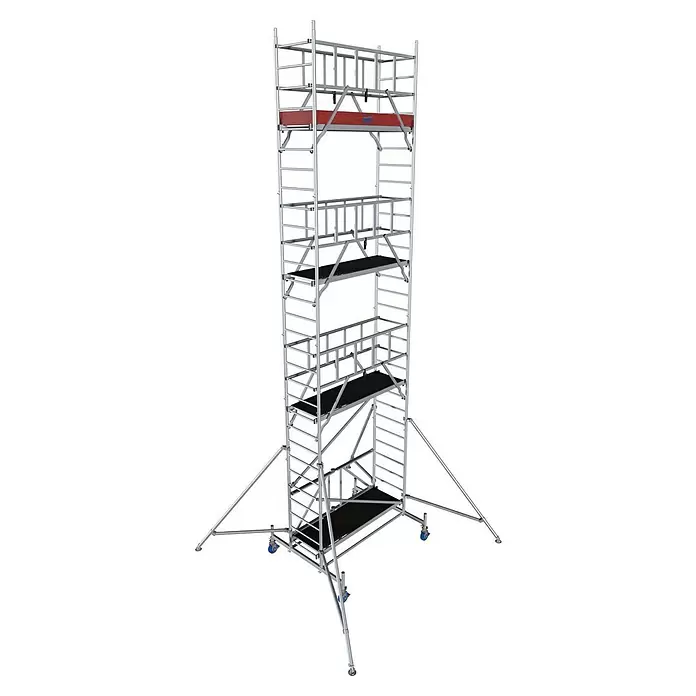 Krause ProTec XS Klappgerüst - Arbeitshöhe: 8,8 m, Bühnengröße: 2 x 0,6 m, Belastbarkeit Bühne: 200 kg - Diagonale Ansicht