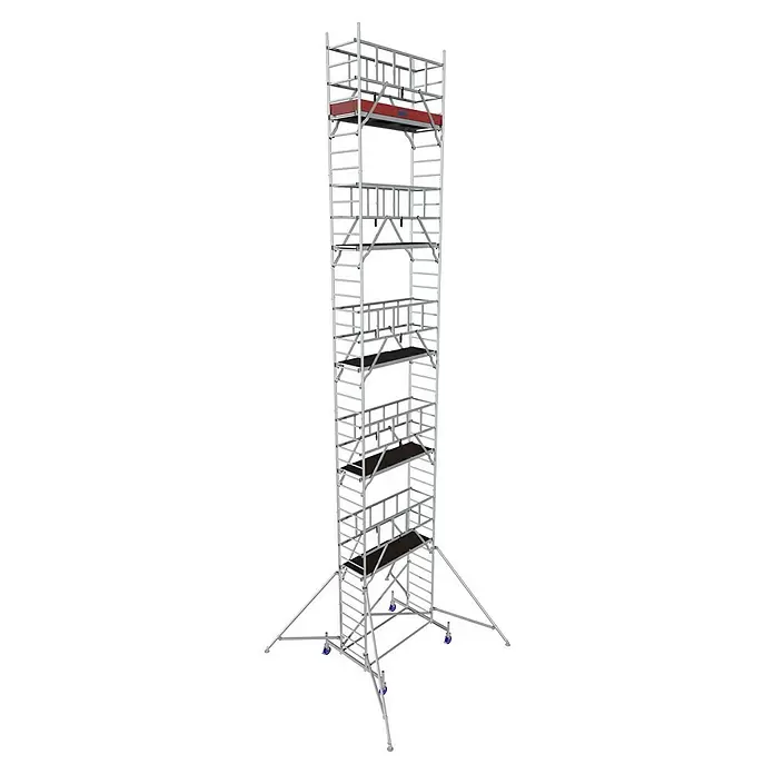Krause ProTec Rollgerüst - Arbeitshöhe: 12,3 m, Bühnengröße: 2 x 0,6 m, Belastbarkeit Bühne: 200 kg - Diagonale Ansicht