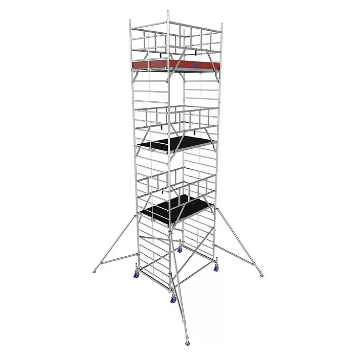 Krause ProTec XXL Rollgerüst Breitaufbau - Arbeitshöhe: 8,3 m, Bühnengröße: 2 x 1,2 m, Belastbarkeit Bühne: 200 kg - Diagonale Ansicht