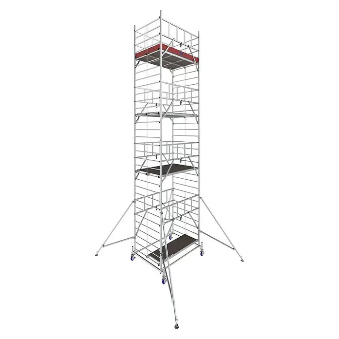 Krause ProTec XXL Rollgerüst Breitaufbau - Arbeitshöhe: 9,3 m, Bühnengröße: 2 x 1,2 m, Belastbarkeit Bühne: 200 kg - Diagonale Ansicht