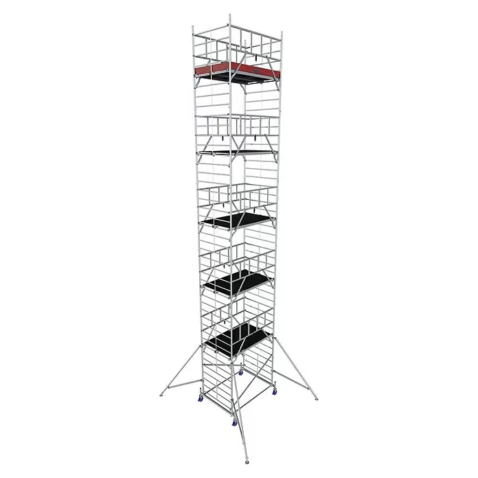 Krause ProTec XXL Rollgerüst Breitaufbau - Arbeitshöhe: 12,3 m, Bühnengröße: 2 x 1,2 m, Belastbarkeit Bühne: 200 kg - Diagonale Ansicht