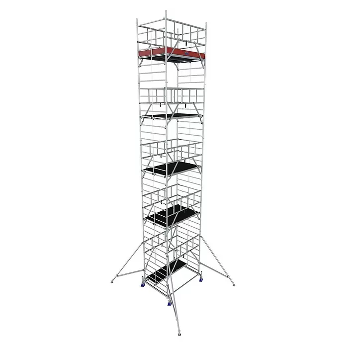 Krause ProTec XXL Rollgerüst Breitaufbau - Arbeitshöhe: 11,3 m, Bühnengröße: 2 x 1,2 m, Belastbarkeit Bühne: 200 kg - Diagonale Ansicht