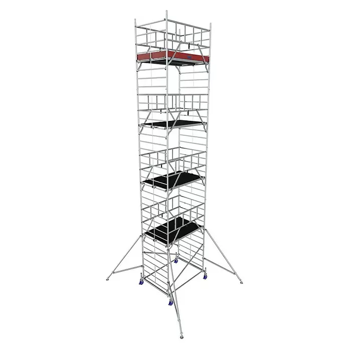 Krause ProTec XXL Rollgerüst Breitaufbau - Arbeitshöhe: 10,3 m, Bühnengröße: 2 x 1,2 m, Belastbarkeit Bühne: 200 kg - Diagonale Ansicht