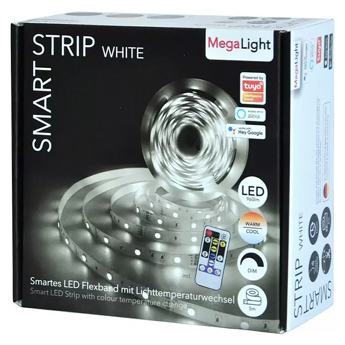 Smart-LED-Band Megalight Smart Strip - Weiß, Länge: 5 m, Leistung: 24 W - Diagonale Ansicht