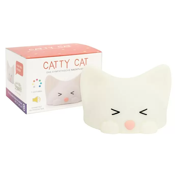 LED-Nachtlicht Catty Cat - Weiß, L x B x H: 126 x 106 x 82 mm - Diagonale Ansicht