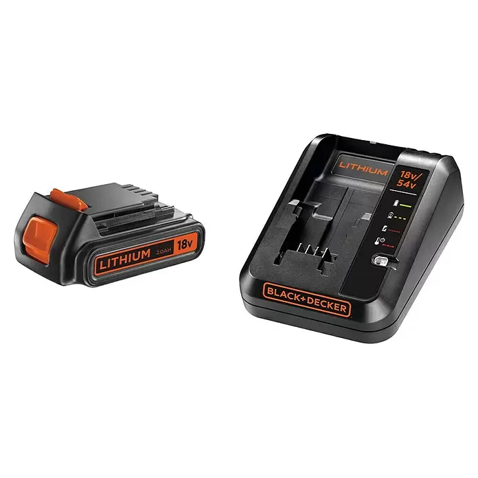 Black+Decker Akku & Ladegerät BDC2A20-QW - 18 V, 1 Akku, 2 Ah - Diagonale Ansicht