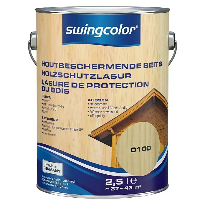 swingcolor Houtbeits 0100 Kleurloos - Kleurloos, 2,5 l, Zijdemat - Vooraanzicht