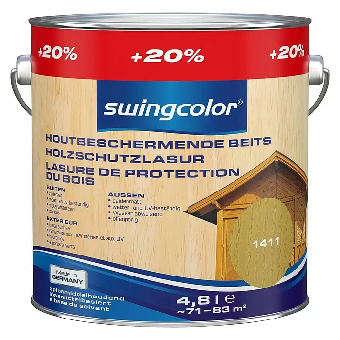 swingcolor Houtbeits 1411 Dennen - Dennen, 4,8 l, Zijdemat - Vooraanzicht