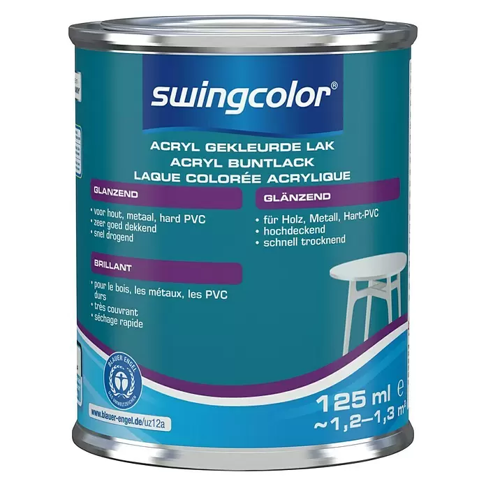 swingcolor Acryllak RAL 9010 Wit - Wit, 125 ml, Glanzend - Vooraanzicht