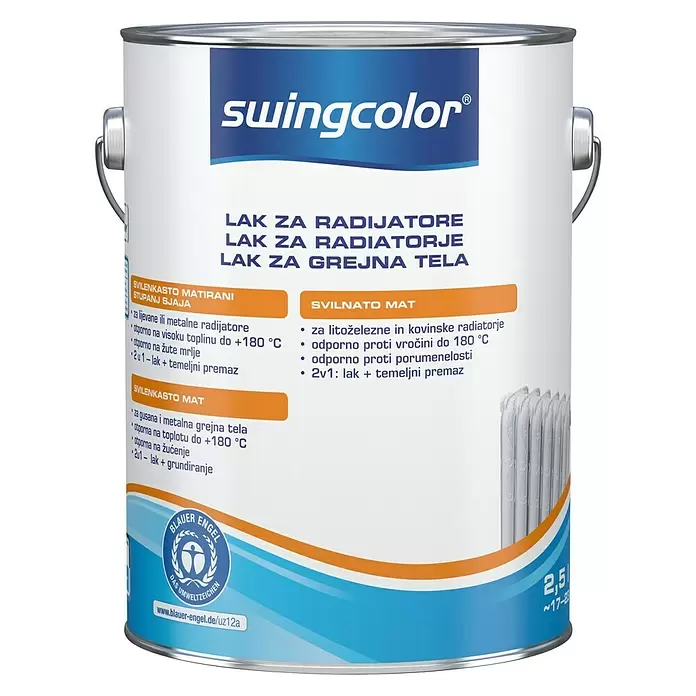 swingcolor Radiatorlak 2 in 1 - Wit, 2,5 l, Zijdemat - Vooraanzicht