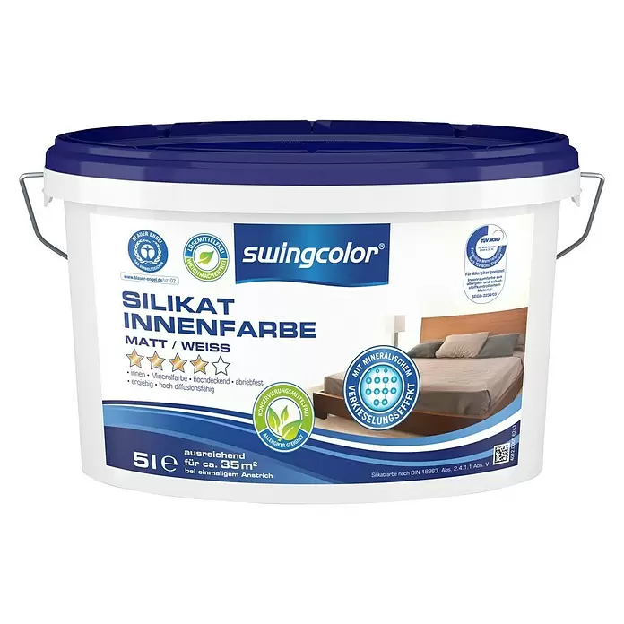 swingcolor Minerale verf Silicaat-binnenverf - Wit, 5 l, Mat - Vooraanzicht
