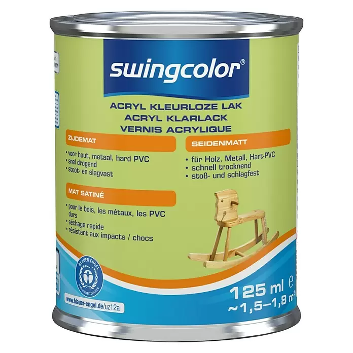 swingcolor Acryllak Kleurloos - Kleurloos, 125 ml, Zijdemat - Vooraanzicht