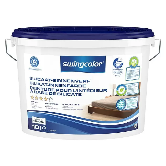 swingcolor Minerale verf Silicaat-binnenverf - Wit, 10 l, Mat - Vooraanzicht