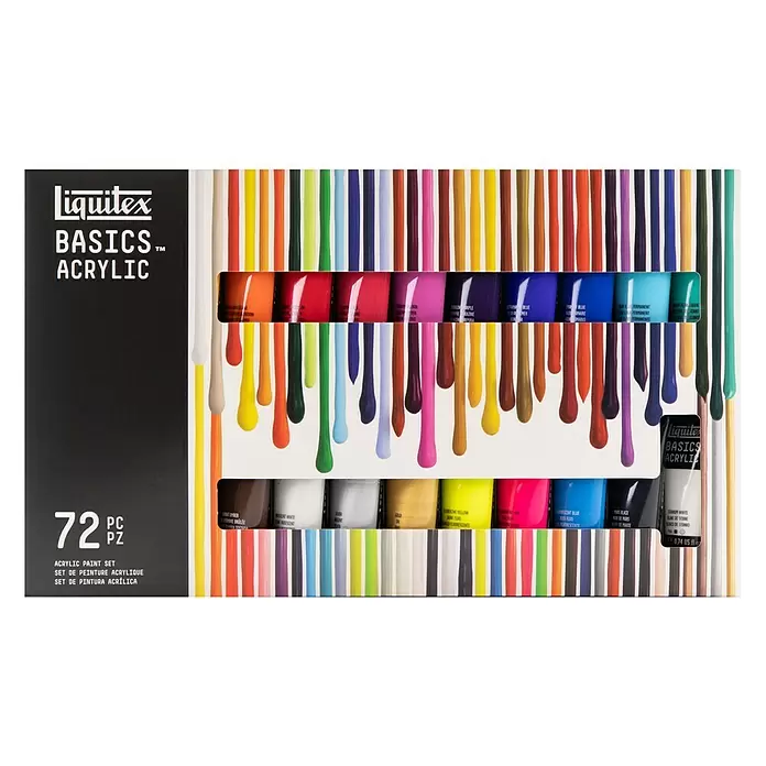 Liquitex Basics Acrylfarben-Set - Farbig sortiert, 72 Stk. x 22 ml, Tube - Vorderansicht