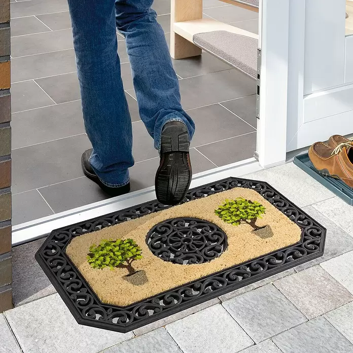 Astra Coco Kokosfußmatte Coco Twin - Bäume rund, 45 x 75 cm, 100 % Kokos - Anwendungsbeispiel