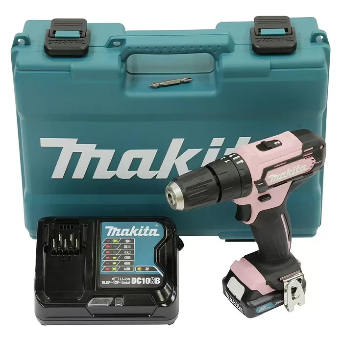Makita Akku-Schlagbohrschrauber HP333DSAP - 12 V, 1 Akku, 2 Ah, Leerlaufdrehzahl: 0 U/min - 1.700 U/min - Diagonale Ansicht