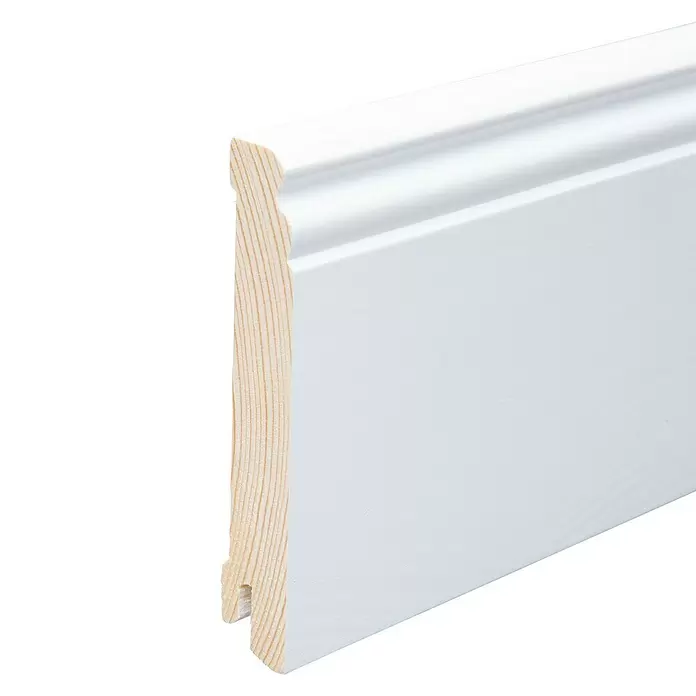 Sockelleiste - 2,4 m x 1,8 cm x 11,5 cm, Nadelholz, Weiß lackiert - Detailaufnahme