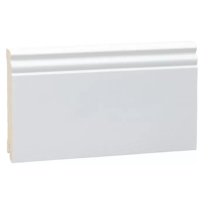 Sockelleiste - 2,4 m x 1,8 cm x 11,5 cm, Nadelholz, Weiß lackiert - Vorderansicht