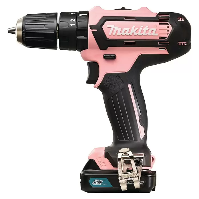 Makita Akku-Schlagbohrschrauber HP333DSAP - 12 V, 1 Akku, 2 Ah, Leerlaufdrehzahl: 0 U/min - 1.700 U/min - Linke Seitenansicht