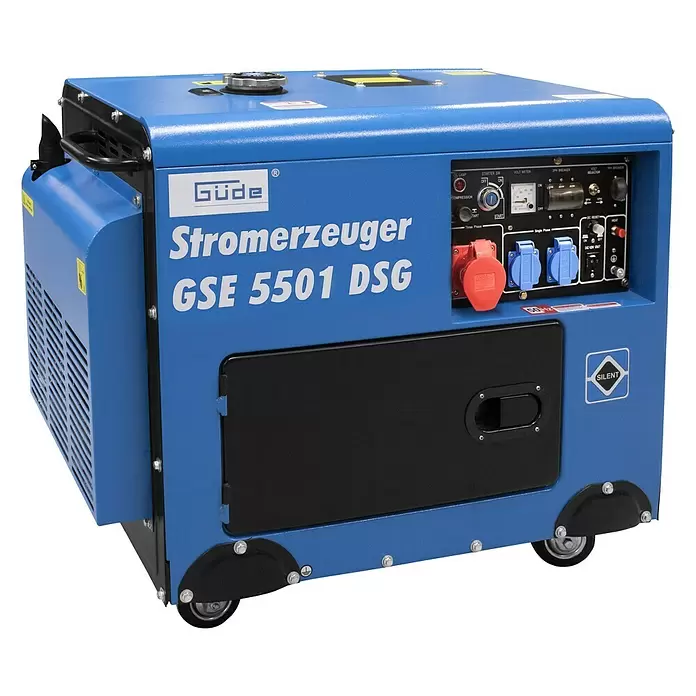 Güde Stromerzeuger GSE 5501 DSG - 5.000 W, Tankvolumen: 14,5 l, Betriebsdauer: 7,3 h - Diagonale Ansicht