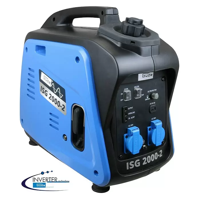 Güde Inverter-Stromerzeuger ISG 2000-2 - 2.000 W, Tankvolumen: 4,1 l, Betriebsdauer: 3,9 h (8 h Ökoschaltung) - Diagonale Ansicht