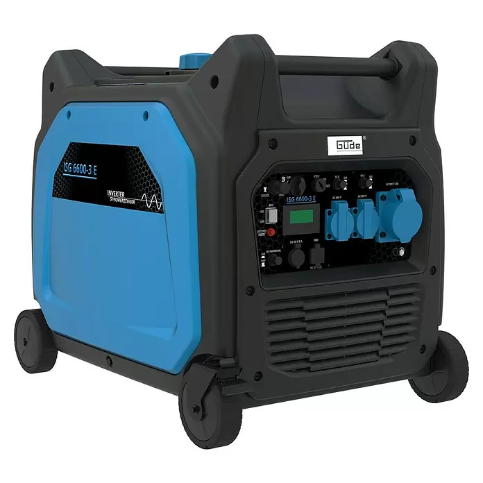 Güde Inverter-Stromerzeuger ISG 6600-3 E - 6.600 W, Tankvolumen: 18,5 l, Betriebsdauer: 4,5 h - Diagonale Ansicht