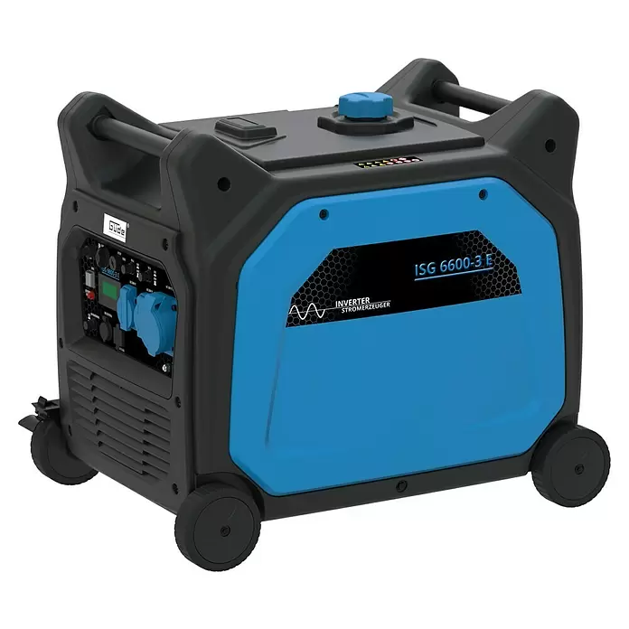 Güde Inverter-Stromerzeuger ISG 6600-3 E - 6.600 W, Tankvolumen: 18,5 l, Betriebsdauer: 4,5 h - Diagonale Ansicht