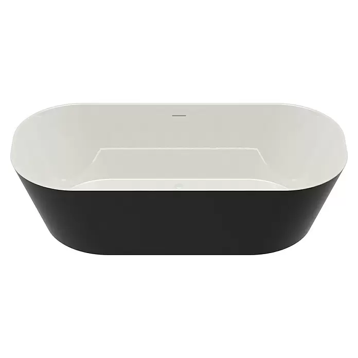 Freistehende Badewanne Torino - L x B: 170 x 80 cm, 268 l, Sanitäracryl, Schwarz/Weiß - Vorderansicht