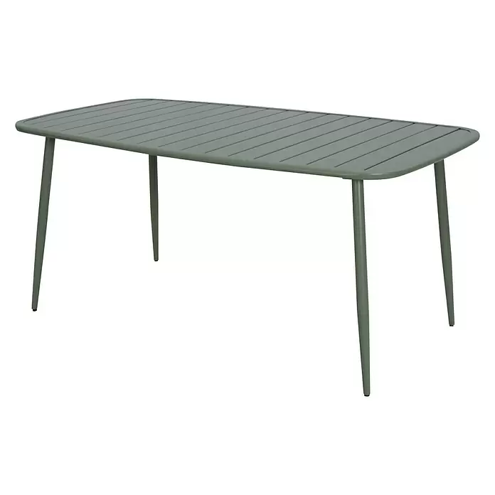 Mesa de jardín Noor - L x An: 163 x 90 cm, Verde - Vista angular