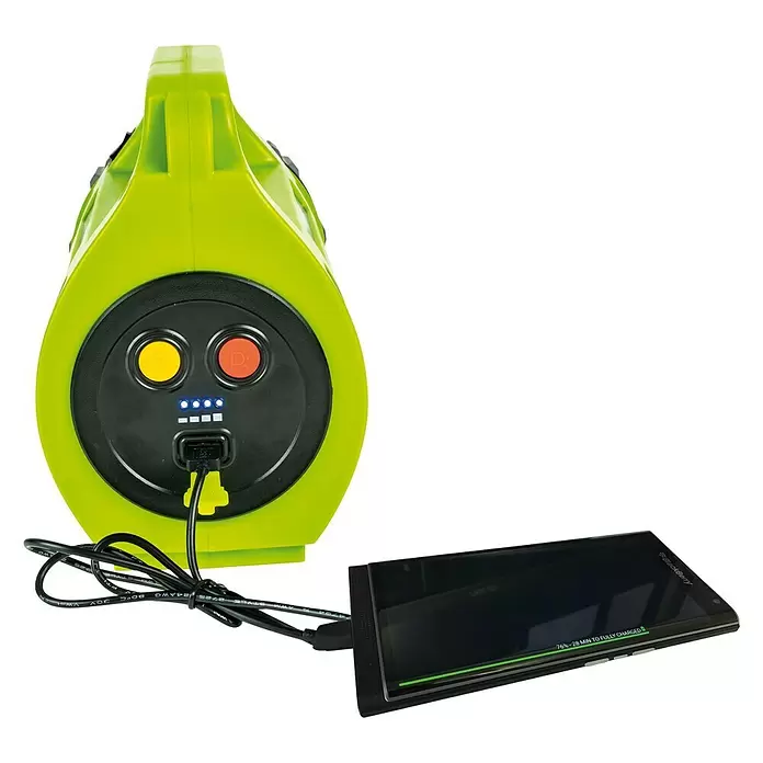 Starke Mobiler LED-Strahler - Akkubetrieben, Powerbank, Kapazität: 3.600 mAh, 10 W - Diagonale Ansicht