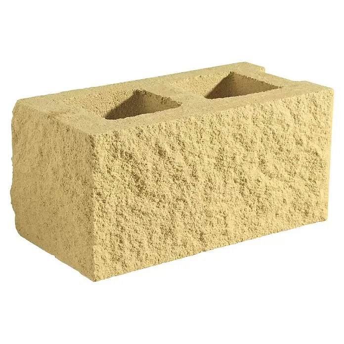 Bloque de hormigón poroso Split esquina - 40 x 20 x 20 cm, Crema, Hormigón - Vista angular