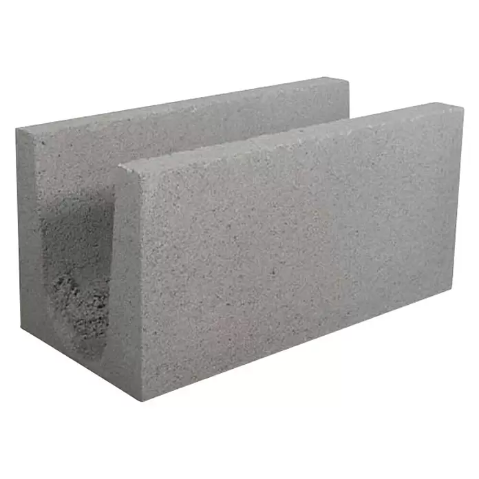 BHS Madrid Bloque de hormigón poroso zuncho - 40 x 15 x 20 cm, Hormigón - Vista angular