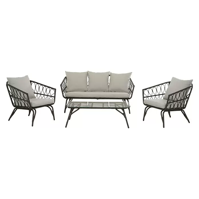 Loungemöbel-Set Margrethe - 4 -tlg., Polyrattan, Braun - Diagonale Ansicht