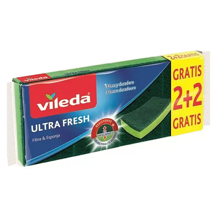 Vileda Estropajo Ultra Fresh 2+2 - 4 uds. - Vista angular