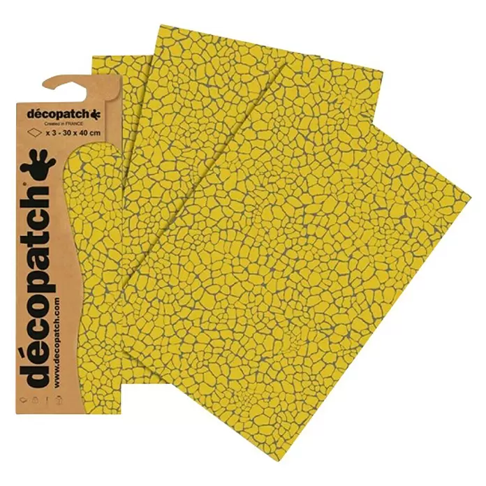 Décopatch Papel decorativo Doe - Amarillo, 3 ud., 40 x 30 cm - Vista frontal