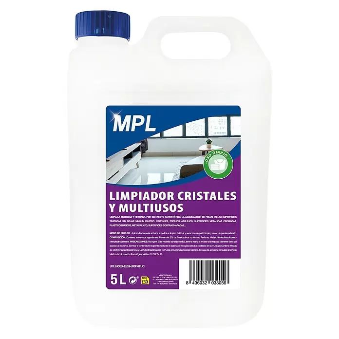 MPL Limpiador de cristales y multiusos - 5 l, Bidón - Vista frontal