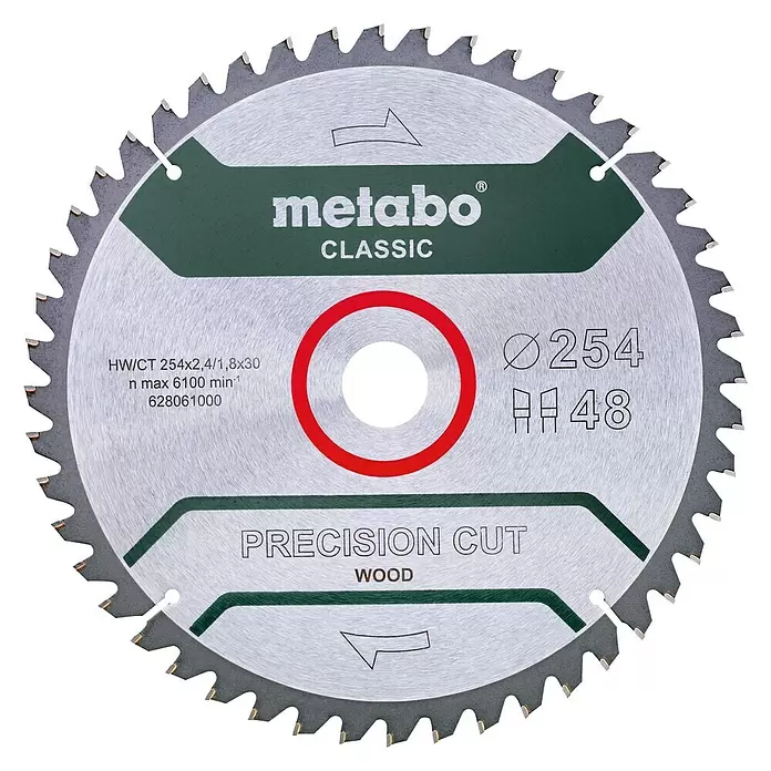 Metabo Classic Kreissägeblatt Z48 - 254 mm, Bohrung: 30 mm, 48 Zähne - Vorderansicht