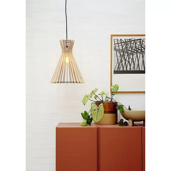 Nordlux Lámpara colgante Groa - 60 W, L x An x Al: 34 x 34 x 41,4 cm, Madera/Claro, E27 - Foto ambiente