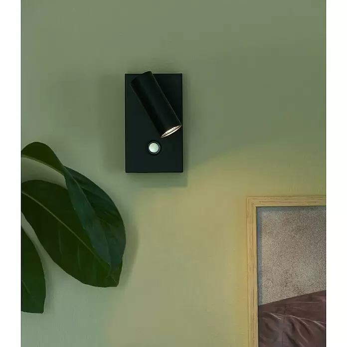 Nordlux Omari Aplique de pared LED - 3,3 W, L x An x Al: 7 x 12 x 12 cm, Negro - Foto ambiente