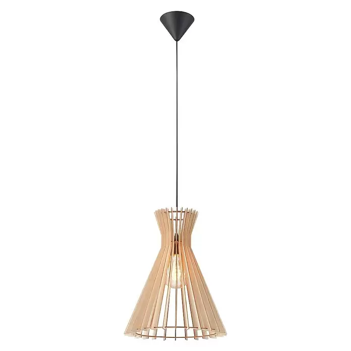 Nordlux Lámpara colgante Groa - 60 W, L x An x Al: 34 x 34 x 41,4 cm, Madera/Claro, E27 - Vista frontal