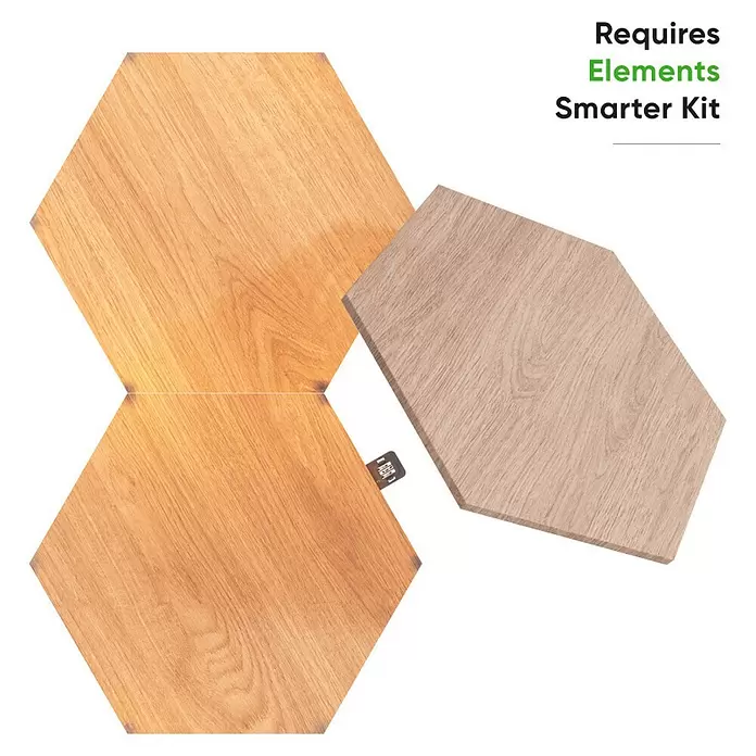 Nanoleaf LED-Panel Elements Hexagons Erweiterung 3er - 42 W, Holzoptik - Diagonale Ansicht