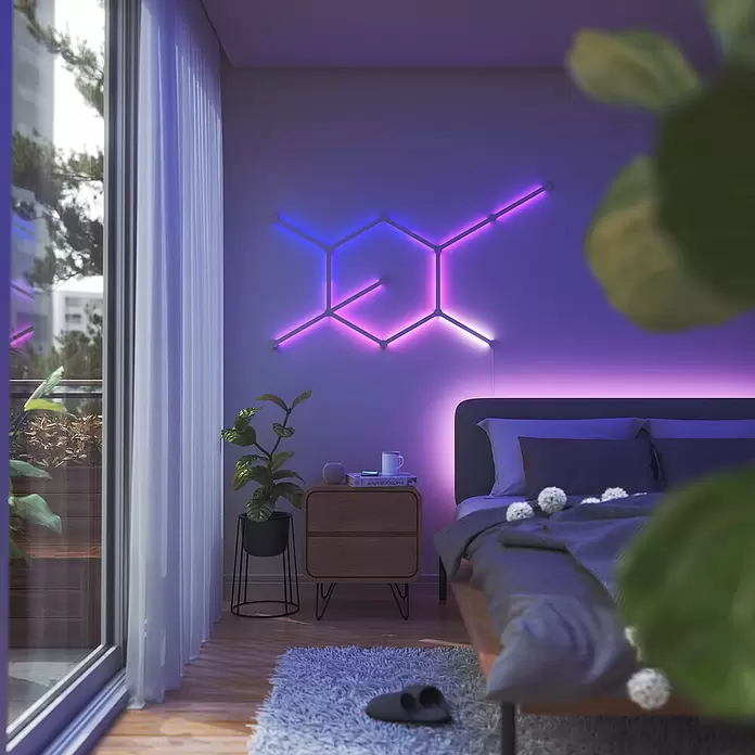 Nanoleaf LED-Lichtleiste Lines Erweiterung 3er - 2 W, Weiß, Länge: 27,85 cm, RGBW - Stimmungsaufnahme
